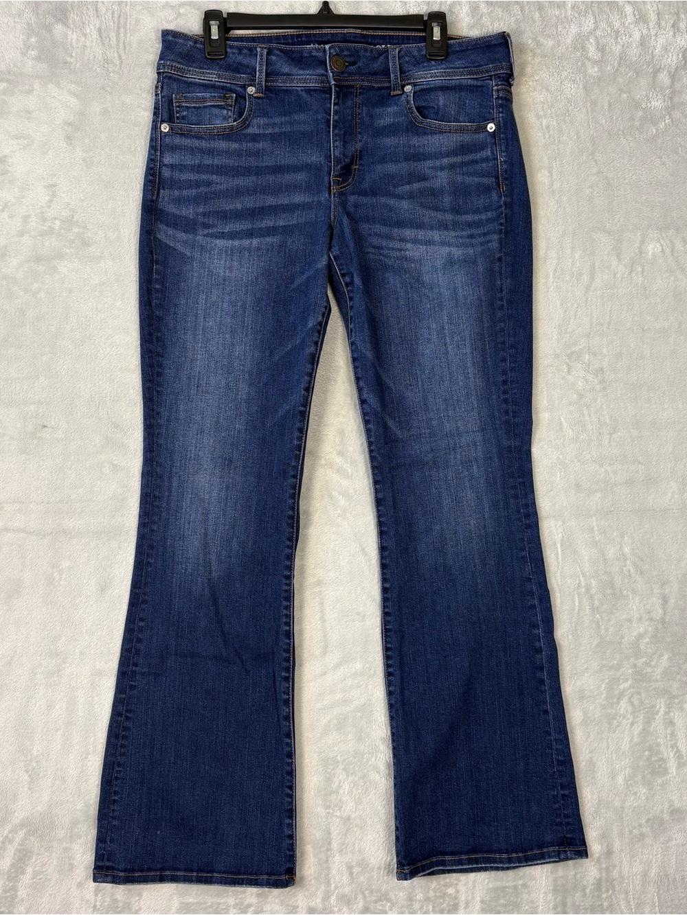 American Eagle Women Kick Boot Jeans Dark Wash Super Stretch 14 Reg. 33x30.5
